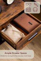 HD Designs Brooklyn 1 Drawer Bedside Cabinet Storage Unit Bedroom Furniture in Dark Brown - thumbnail 5