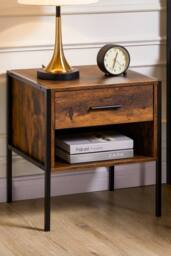 HD Designs Brooklyn 1 Drawer Bedside Cabinet Storage Unit Bedroom Furniture in Dark Brown