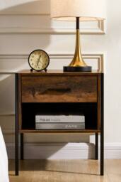 HD Designs Brooklyn 1 Drawer Bedside Cabinet Storage Unit Bedroom Furniture in Dark Brown - thumbnail 2