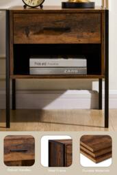 HD Designs Brooklyn 1 Drawer Bedside Cabinet Storage Unit Bedroom Furniture in Dark Brown - thumbnail 6