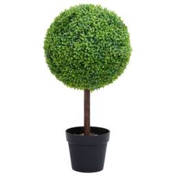 Berkfield Home Artificial Boxwood Plant with Pot Ball Shaped Green 71 cm - thumbnail 2
