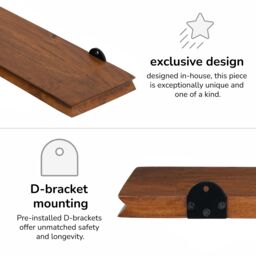 MH London Wall Mounted Shelf, Floating Shelf, Storage Shelf for Living Room & Kitchen in Solid Wood - Hamish Small in Walnut - thumbnail 7