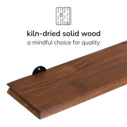 MH London Wall Mounted Shelf, Floating Shelf, Storage Shelf for Living Room & Kitchen in Solid Wood - Hamish Small in Walnut - thumbnail 8