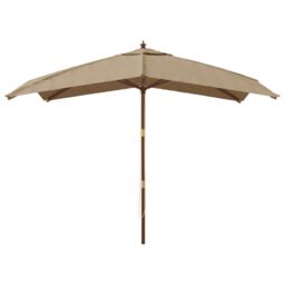Berkfield Home Garden Parasol with Wooden Pole Taupe 300x300x273 cm in Beige - Size: 300 x 300 x 273 cm - thumbnail 3