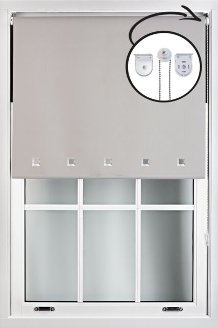 Furnished Grey Blackout Roller Blind with Chrome Square Eyelets & Metal Fittings - Size: 125 cm width x 165 cm drop - image 1