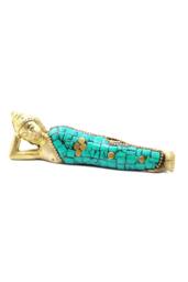 KDMD Brass Buddha Figure-Lying Down, 10cm-Peaceful Decor & Spiritual Symbol in Gold