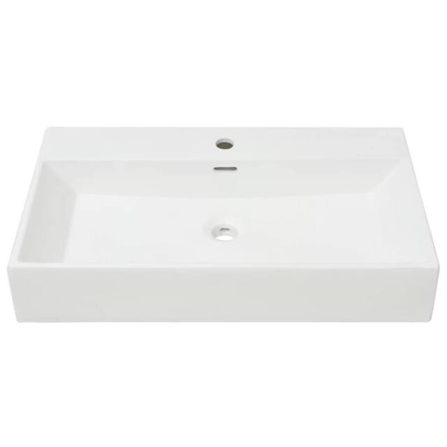 Berkfield Home Elegant Basin with Faucet Hole Ceramic White 76x42.5x14.5 cm - image 1