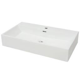 Berkfield Home Elegant Basin with Faucet Hole Ceramic White 76x42.5x14.5 cm - thumbnail 3