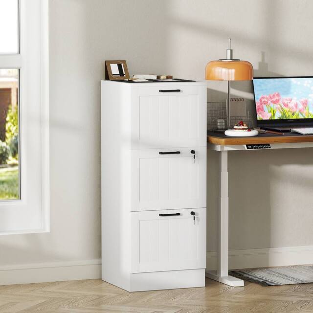 HOMCOM 4 Drawer File Cabinet with Lock & Adjustable Hanging Bars in White - Size: Large - image 1