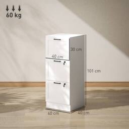 HOMCOM 4 Drawer File Cabinet with Lock & Adjustable Hanging Bars in White - Size: Large - thumbnail 3
