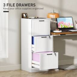 HOMCOM 4 Drawer File Cabinet with Lock & Adjustable Hanging Bars in White - Size: Large - thumbnail 4