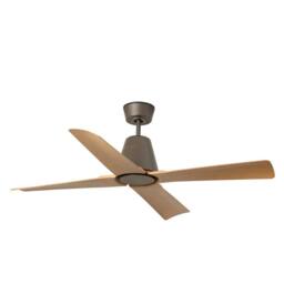 Netlighting Typhoon Medium Brown Wood IP44 DC Ceiling Fan 6 Speed - thumbnail 1