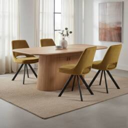 IH Design Mustard Velvet Swivel Dining Chair (Set of 2) - thumbnail 8