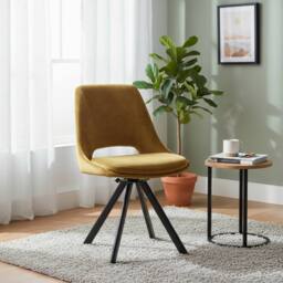 IH Design Mustard Velvet Swivel Dining Chair (Set of 2)