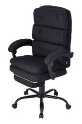 Living and Home Ergonomic Adjustable High Back Office Chair with Footrest & Linen Seat in Black - thumbnail 2