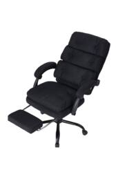 Living and Home Ergonomic Adjustable High Back Office Chair with Footrest & Linen Seat in Black - thumbnail 6