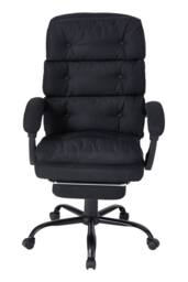 Living and Home Ergonomic Adjustable High Back Office Chair with Footrest & Linen Seat in Black - thumbnail 1