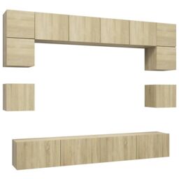 Berkfield Home 8 Piece TV Cabinet Set Sonoma Oak Engineered Wood in Brown - thumbnail 2