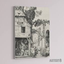 "Artery8 The Nativity Birth of Jesus Albrecht Durer Canvas Wall Art Print in White - Size: W12"" x H16""" - thumbnail 2