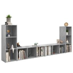 Berkfield Home TV Cabinets 4 pcs Concrete Grey 107x35x37 cm Engineered Wood - Size: 107 x 35 x 37 cm - thumbnail 1