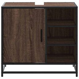 Berkfield Home Bathroom Sink Cabinet Brown Oak 65x33x60 cm Engineered Wood - Size: 65 x 33 x 60 cm - thumbnail 5