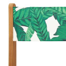 Berkfield Home 3 Piece Bistro Set Leaf Pattern Fabric & Solid Wood in Green - thumbnail 9