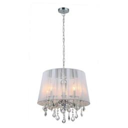 Netlighting Hanging Pendant Chrome White 5 Light with White Cloth Shade E14