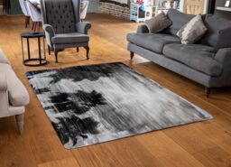 Benjamin Tate Design Silver & Black Palm Rug in Natural - Size: Large - thumbnail 2