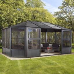 Rowlinsons Sojag Charleston Solarium 3.7m x 5.5m - L383.6 x W593.6 x H280.8 cm in Grey - thumbnail 2
