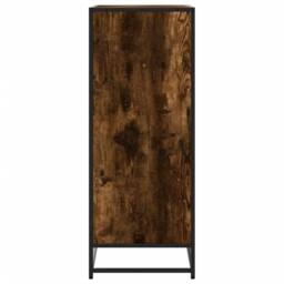 Berkfield Home Shoe Cabinet Smoked Oak 75x38x97.5 cm Engineered Wood & Metal in Brown - thumbnail 5