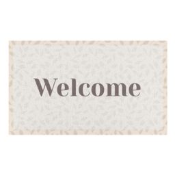 Artsy Mats Welcome Cream Leaf Indoor Outdoor Doormat (70 x 40cm) in Beige - Size: 40 cm x 70 cm - thumbnail 2