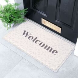 Artsy Mats Welcome Cream Leaf Indoor Outdoor Doormat (70 x 40cm) in Beige - Size: 40 cm x 70 cm - thumbnail 3