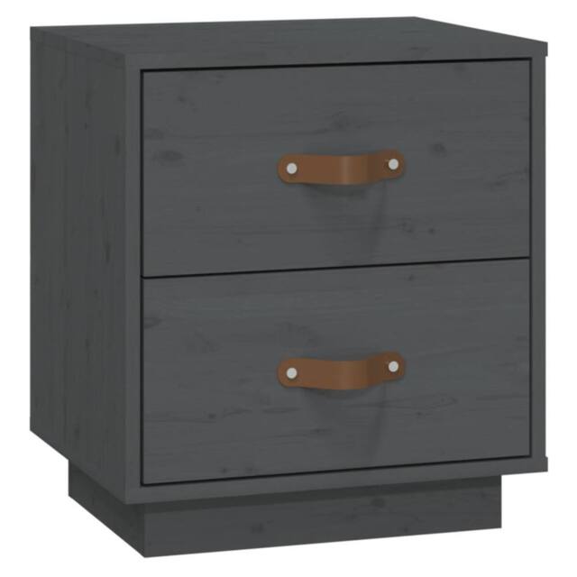 Berkfield Home Bedside Cabinet Grey 40x34x45 cm Solid Wood Pine - Size: 40 x 34 x 45 cm - image 1