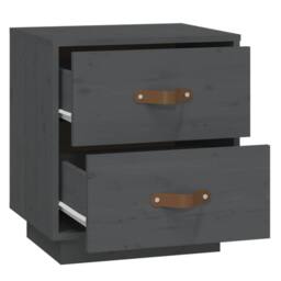Berkfield Home Bedside Cabinet Grey 40x34x45 cm Solid Wood Pine - Size: 40 x 34 x 45 cm - thumbnail 6
