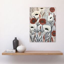 "Artery8 Red White Poppy Flower Field Floral Watercolour Wall Art Print - Size: W12"" x H16""" - thumbnail 4
