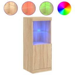 Berkfield Home Sideboard with LED Lights Sonoma Oak 41x37x100 cm in Tan - Size: 41 x 37 x 100 cm - thumbnail 3