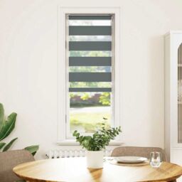 Berkfield Home Zebra Blind Dark Grey 40x150 cm Fabric Width 35.9 cm Polyester - thumbnail 2