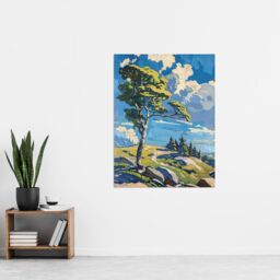 "Artery8 Dartmoor Bright Sunny Day Landscape Oil Painting Wall Art Print in Blue - Size: W24"" x H32""" - thumbnail 4