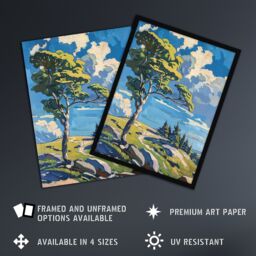 "Artery8 Dartmoor Bright Sunny Day Landscape Oil Painting Wall Art Print in Blue - Size: W24"" x H32""" - thumbnail 2