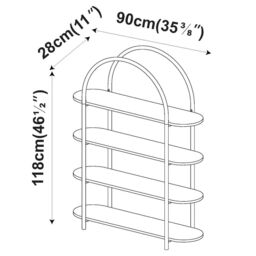 EONLION 4 Tier Black Wooden Shelving Arched Unit Industrial Storage Bookcase Display Shelves - thumbnail 2