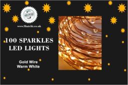 Shatchi 4M Long 40 Warm White LED Lights Micro Rice Silver Copper Wire Indoor Battery Operated String Fairy Lights Christmas in Yellow - thumbnail 5