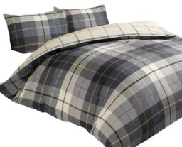Rapport Home Lomond Check Flannellette Duvet Cover Set with Pillowcase in Blue - Size: King - thumbnail 2