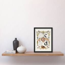 Artery8 Model Book of Calligraphy Framed Wall Art Pictoral Letter Guide C & D in White - Size: A4 - thumbnail 2