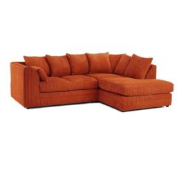 Furniture 786 Hannah Jumbo Cord 4 Seater Right Hand Facing Corner Sofa in Orange - thumbnail 2