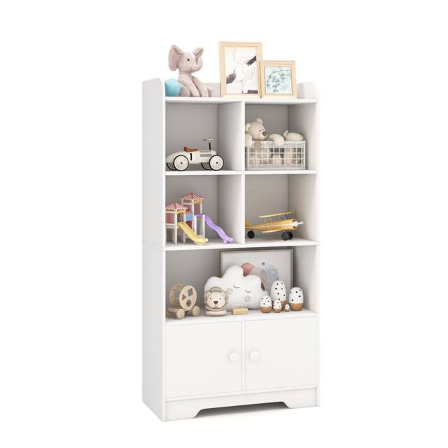 Costway 120cm Wooden Bookcase 4-Tier Bookshelf Freestanding Storage Cabinet Display Organizer in White - image 1