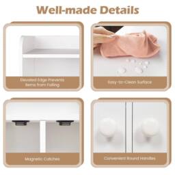 Costway 120cm Wooden Bookcase 4-Tier Bookshelf Freestanding Storage Cabinet Display Organizer in White - thumbnail 4
