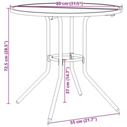 Berkfield Home Patio Table Round Anthracite √ò80x72.5 cm Powder-coated Steel - Size: 80x72.5 cm - thumbnail 8