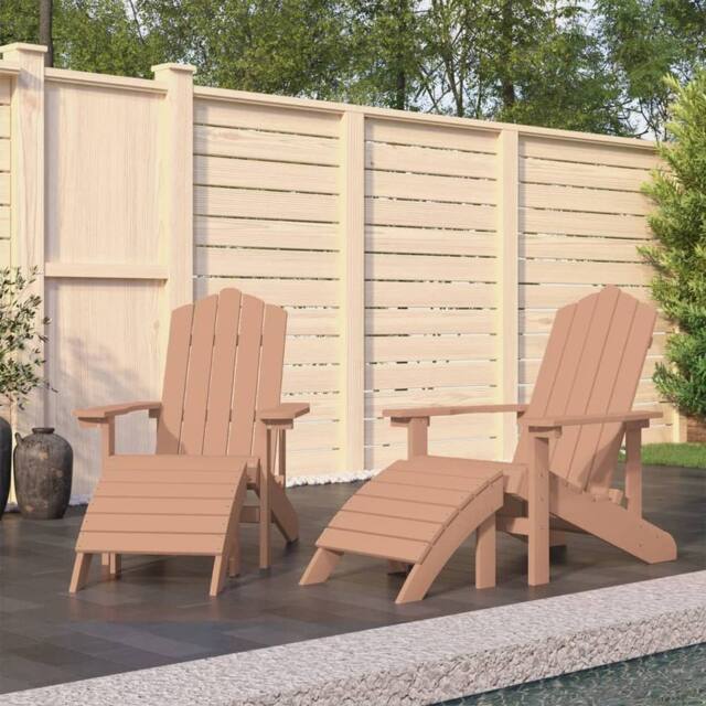Berkfield Home Garden Adirondack Chairs 2 pcs with Footstools HDPE Brown - image 1