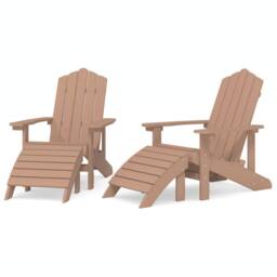 Berkfield Home Garden Adirondack Chairs 2 pcs with Footstools HDPE Brown - thumbnail 2