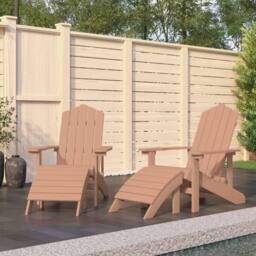 Berkfield Home Garden Adirondack Chairs 2 pcs with Footstools HDPE Brown - thumbnail 1